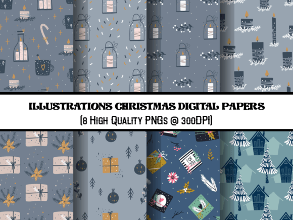 Download Christmas Illustrations Digital Papers - Christmas illustrations Collection